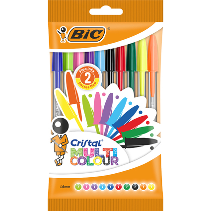 BIC Stylo  bille Cristal Large Multicolor, sachet de 10