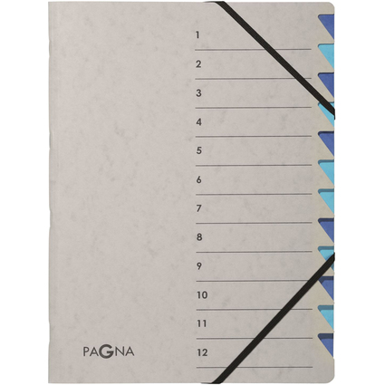 PAGNA Trieur "Easy Grey", A4, 12 compartiments, gris / bleu