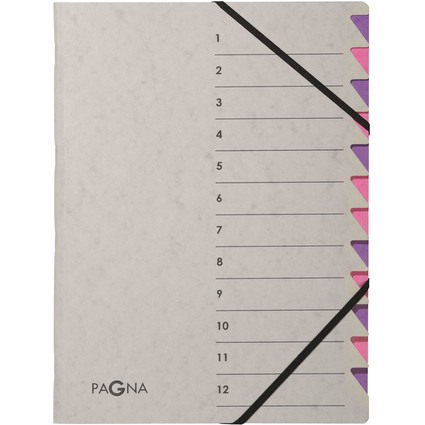 PAGNA Trieur "Easy Grey", A4, 12 compartiments, gris / lilas