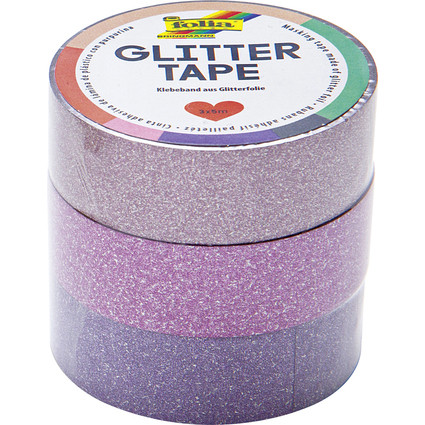 folia Ruban adhsif dco "Glitter Tape",2x rose et 1x violet