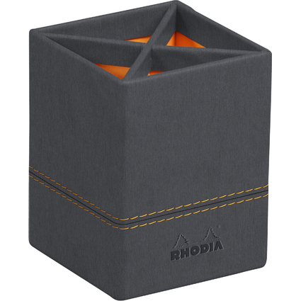 RHODIA Pot  crayons, en similicuir, titane