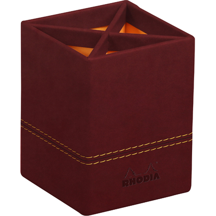 RHODIA Pot  crayons, en similicuir, lie de vin