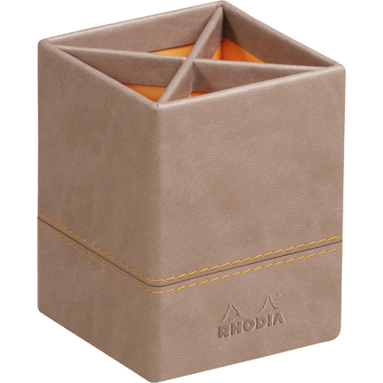 RHODIA Pot  crayons, en similicuir, taupe