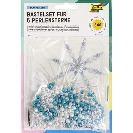 folia Kit d'toiles en perles, 340 pices, bleu/argent/blanc