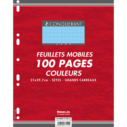 CONQUERANT SEPT Feuillets mobiles en couleur, seys, bleu