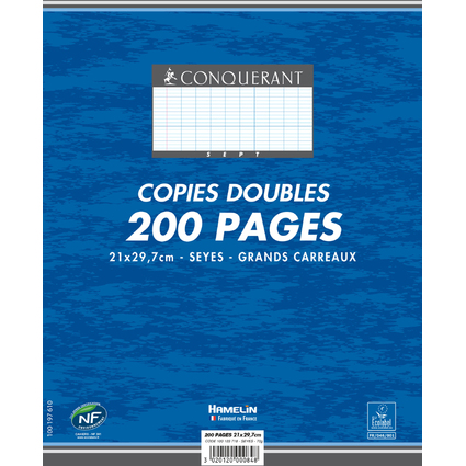 CONQUERANT SEPT Copies doubles, A4, Seys, 200 pages