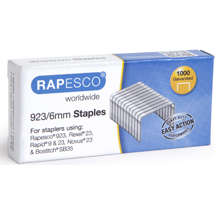 RAPESCO Agrafes 923/6, 1.000 pices, galvanis
