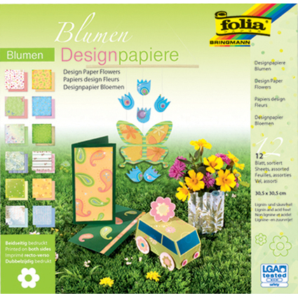 folia Bloc de papier design "Fleurs", 305 x 305 mm