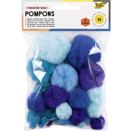 folia Pompons, 30 pices, assortiment de bleu