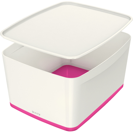 LEITZ Bote de rangement My Box, 18 litres, blanc / rose