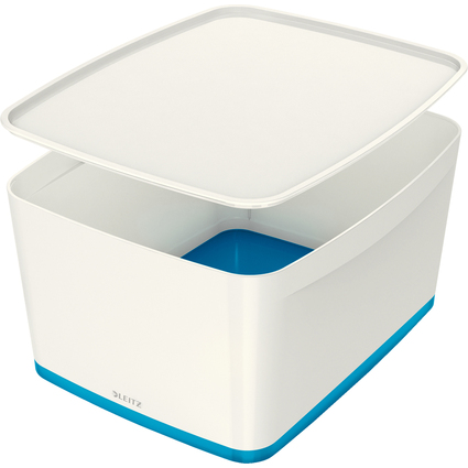 LEITZ Bote de rangement My Box, 18 litres, blanc / bleu