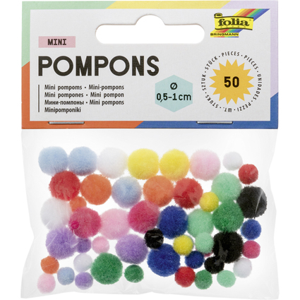 folia Mini pompons, 50 pices, assorti