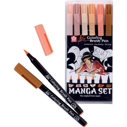 SAKURA Set Manga Koi Coloring Brush, tui de 6