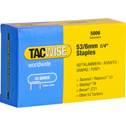 TACWISE Agrafes 53/6 mm, 5.000 pices, galvanis