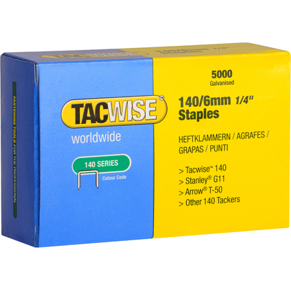 TACWISE Agrafes 140/6 mm, 5.000 pices, galvanis