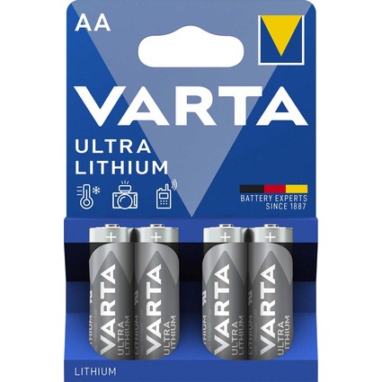 VARTA Pile au lithium "ULTRA Lithium", Mignon (AA), 4 piles