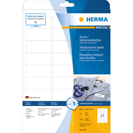 HERMA Etiquettes badges SPECIAL, 63,5 x 29,6 mm, blanc