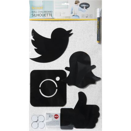 Securit Kit d'ardoises murales SILHOUETTE "Social Media"