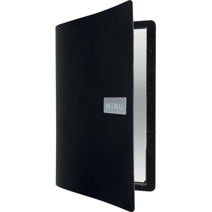 Securit Protge-menus ROYAL, A4, en cuir, noir