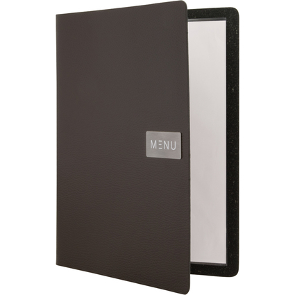 Securit Protge-menus RAW, A4, cuir vritable, brun