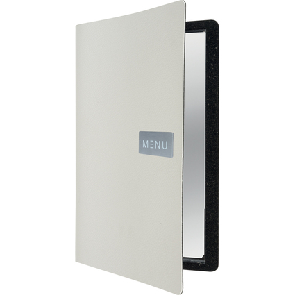 Securit Protge-menus RAW, A4, cuir vritable, blanc