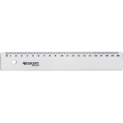 WESTCOTT Rgle plate, en plastique, longueur: 200 mm