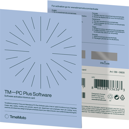 TimeMoto Logiciel TM-PC Plus pour systmes de pointage