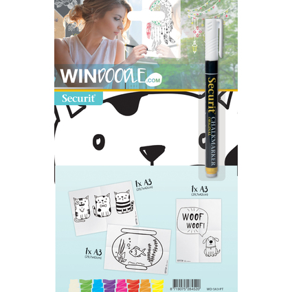 Securit Kit de pochoirs pour fentre WINDOODLE, animaux 2