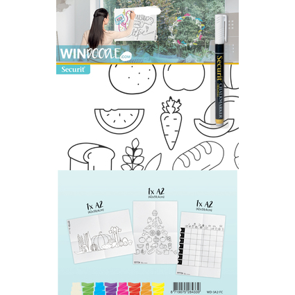 Securit Kit de pochoirs pour fentre WINDOODLE, aliments