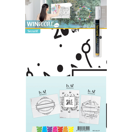 Securit Kit de pochoirs pour fentre WINDOODLE, boutiques