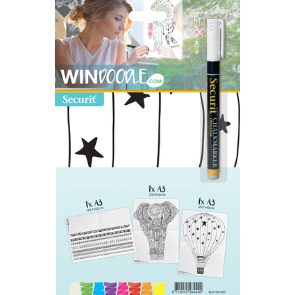 Securit Kit de pochoirs pour fentre WINDOODLE, enfants