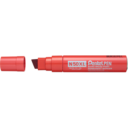 Pentel Marqueur permanent N50XL, pointe biseaute, rouge