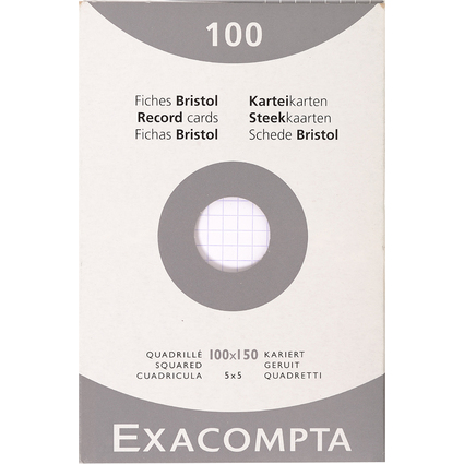 EXACOMPTA Fiches bristol, 100 x 150 mm, quadrill, blanc