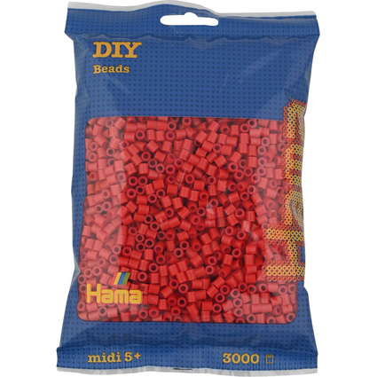 HAMA Perles  repasser midi, sachet de 3.000, rouge