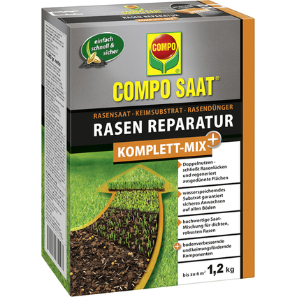 COMPO SAAT Rasen-Reparatur Komplett Mix+, 1,2 kg fr 6 qm