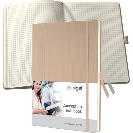 sigel Carnet de notes Conceptum, A4, quadrill, beige