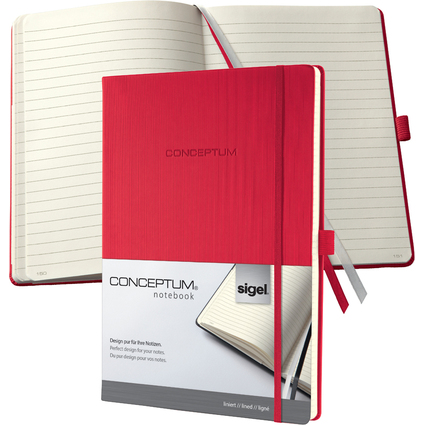 sigel Carnet de notes Conceptum, A4, lign, rouge