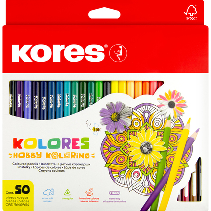 Kores Crayons de couleur triangulaires "Hobby Koloring",