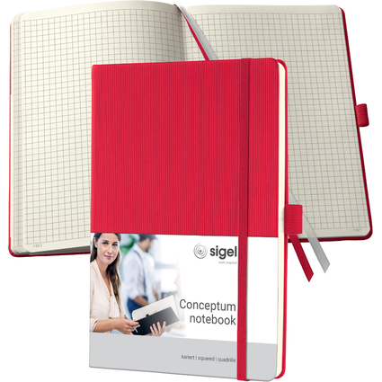 sigel Carnet de notes Conceptum, A5, quadrill, rouge