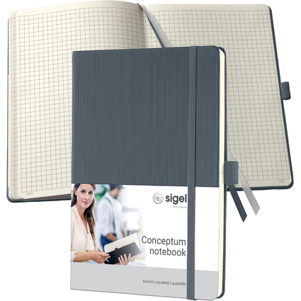 sigel Carnet de notes Conceptum, A5, quadrill, gris