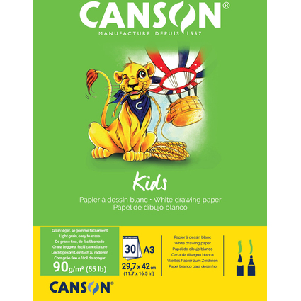 CANSON Bloc  dessin Kids, A3, 90 g/m2, 30 feuilles