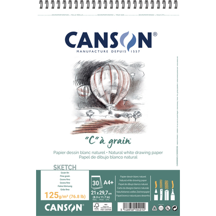 CANSON Album spiral de papier dessin "C"  grain, A4