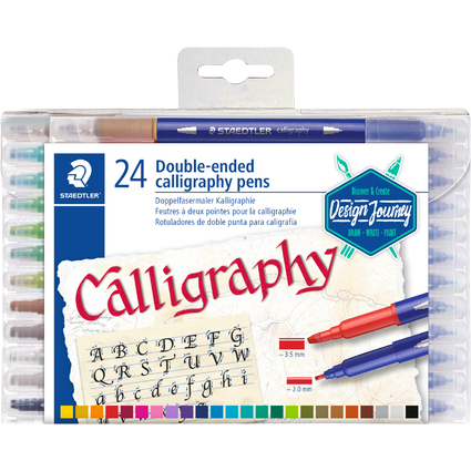 STAEDTLER Feutre double pointe de calligraphie, tui de 24