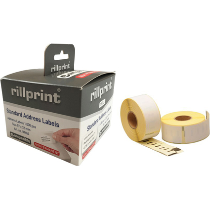 rillstab Etiquettes en rouleau, 57 x 32 mm, blanc