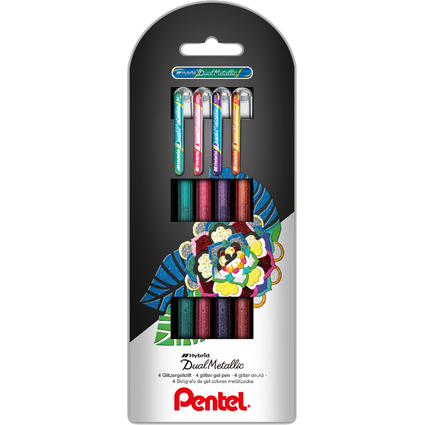 Pentel Stylo roller  encre gel Hybrid Dual Metallic, par 4