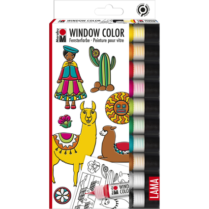 Marabu KiDS Window Color "LAMA", set, 10 x 25 ml