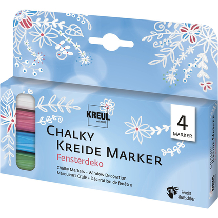 KREUL Marqueur craie Chalky, Medium, kit de 4 dcoration de