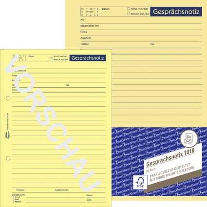 AVERY Zweckform Formularbuch "Gesprchsnotiz", A5, 50 Blatt