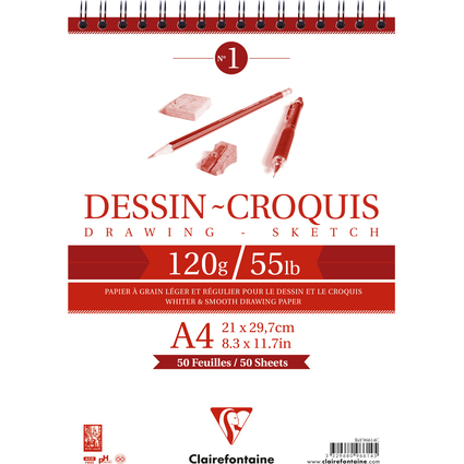 Clairefontaine Bloc papier dessin "Dessin - Croquis", A4