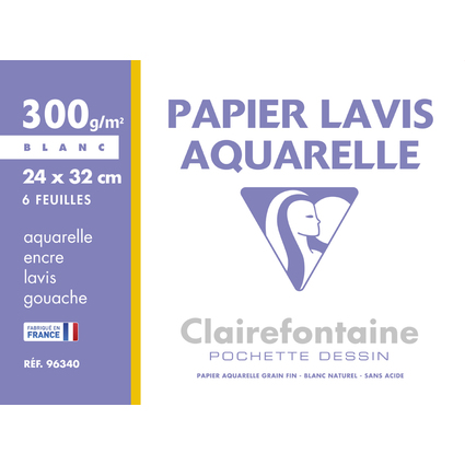 Clairefontaine Papier dessin "Lavis Aquarelle", 240 x 320 mm